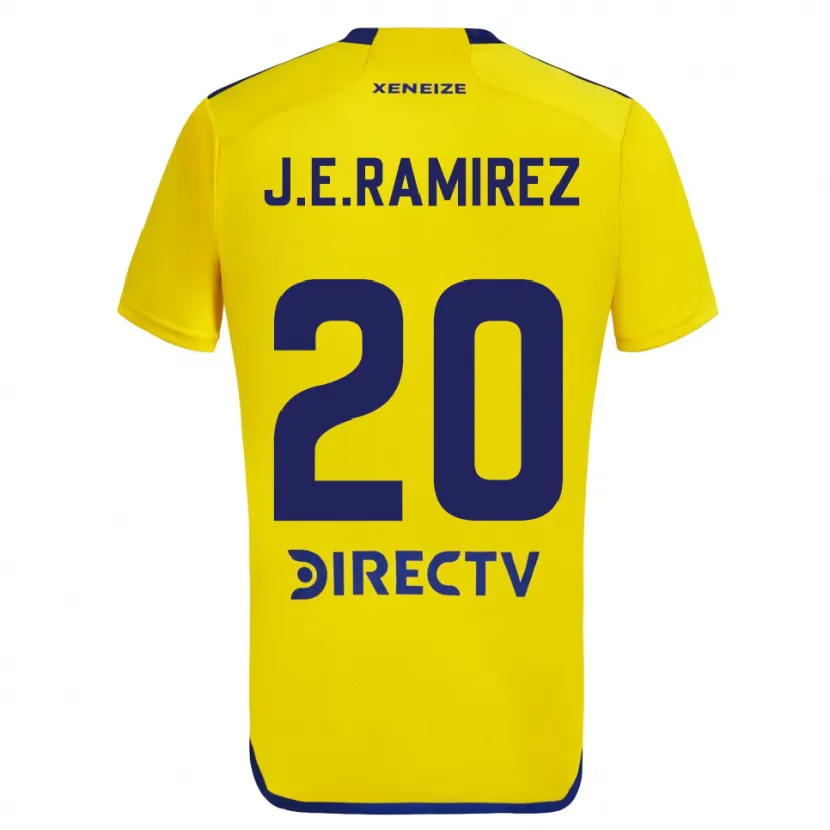 Danxen Kinderen Juan Edgardo Ramirez #20 Geel Blauw Uitshirt Uittenue 2024/25 T-Shirt