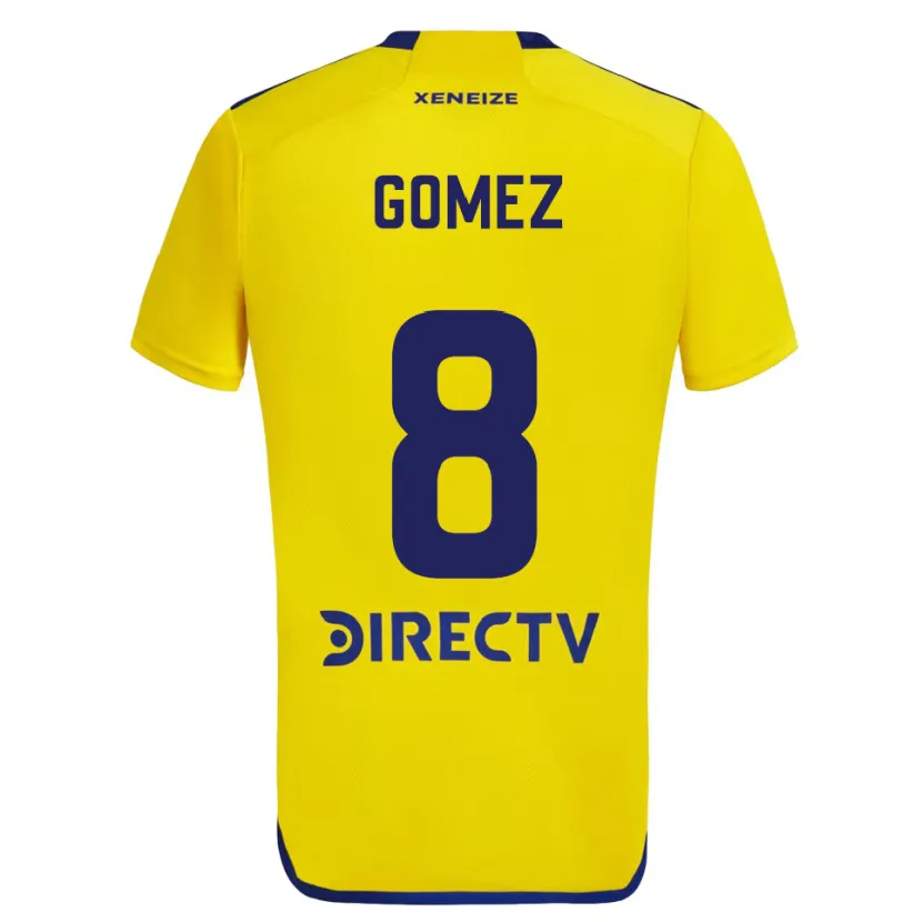 Danxen Kinderen Camila Gomez Ares #8 Geel Blauw Uitshirt Uittenue 2024/25 T-Shirt