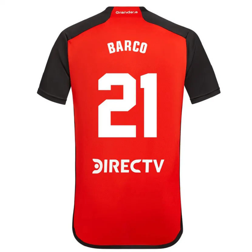 Danxen Kinderen Esequiel Barco #21 Rood Zwart Wit Uitshirt Uittenue 2024/25 T-Shirt