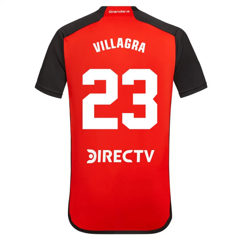 Danxen Kinderen Rodrigo Villagra #23 Rood Zwart Wit Uitshirt Uittenue 2024/25 T-Shirt