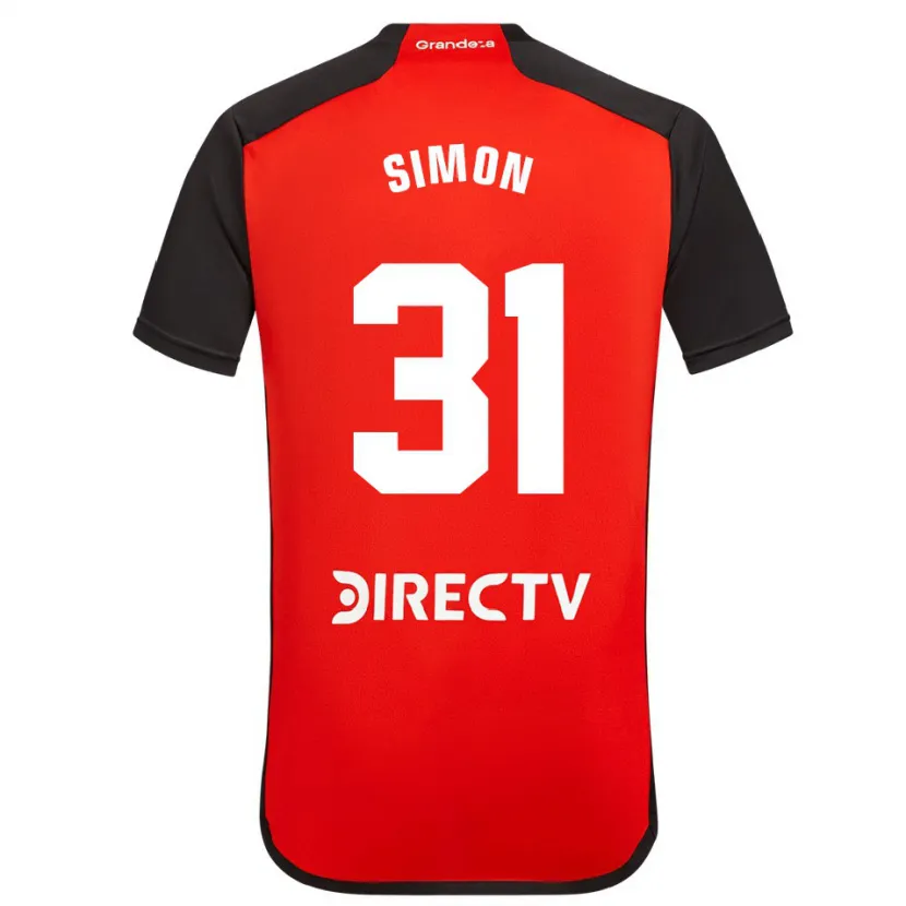 Danxen Kinderen Santiago Simón #31 Rood Zwart Wit Uitshirt Uittenue 2024/25 T-Shirt