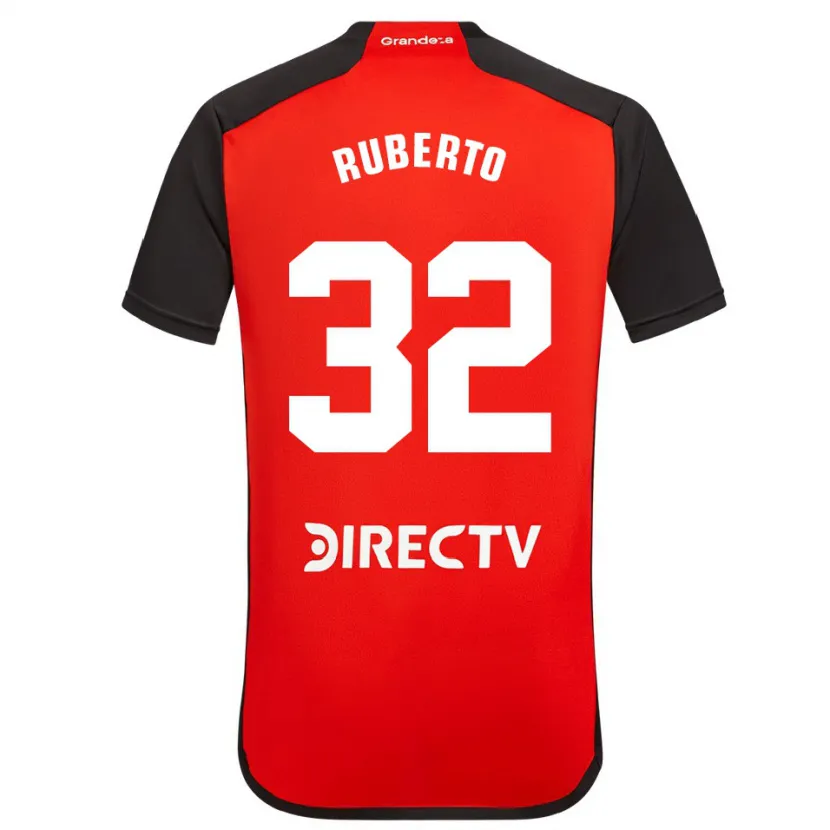 Danxen Kinderen Agustín Ruberto #32 Rood Zwart Wit Uitshirt Uittenue 2024/25 T-Shirt