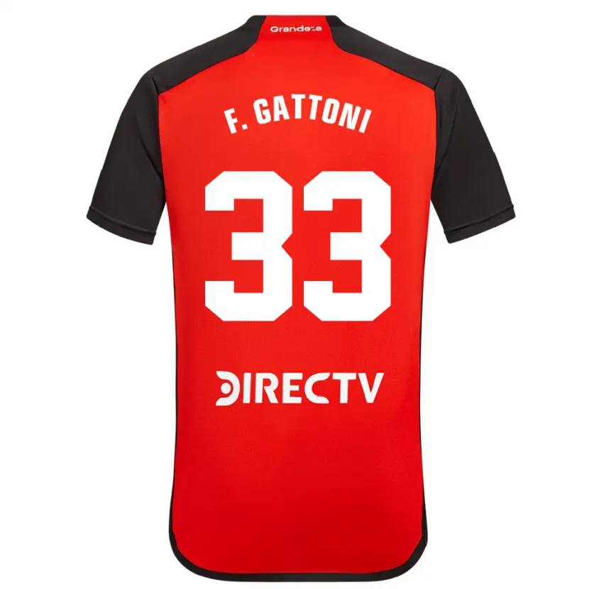 Danxen Kinderen Federico Gattoni #33 Rood Zwart Wit Uitshirt Uittenue 2024/25 T-Shirt