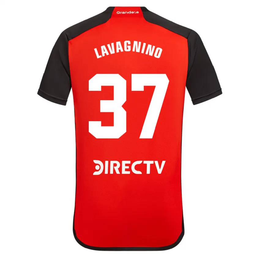 Danxen Kinderen Lucas Lavagnino #37 Rood Zwart Wit Uitshirt Uittenue 2024/25 T-Shirt