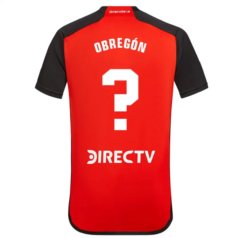 Danxen Kinderen Agustín Obregón #0 Rood Zwart Wit Uitshirt Uittenue 2024/25 T-Shirt