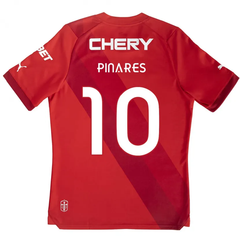 Danxen Kinderen César Pinares #10 Rood Wit Uitshirt Uittenue 2024/25 T-Shirt