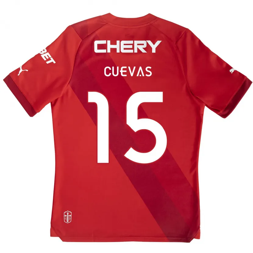 Danxen Kinderen Cristian Cuevas #15 Rood Wit Uitshirt Uittenue 2024/25 T-Shirt