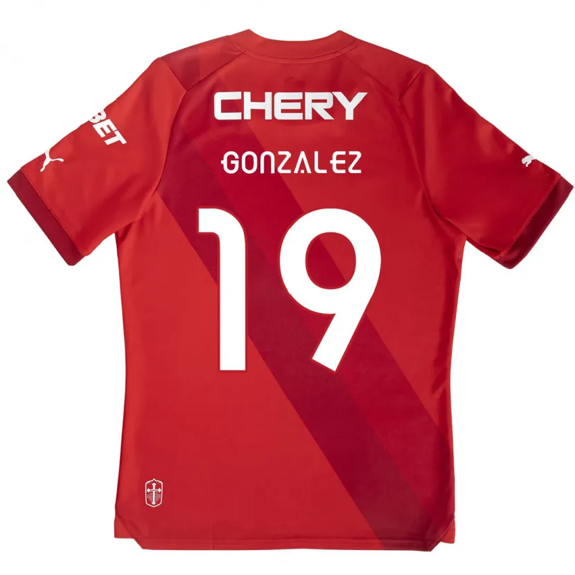 Danxen Kinderen Bryan González #19 Rood Wit Uitshirt Uittenue 2024/25 T-Shirt