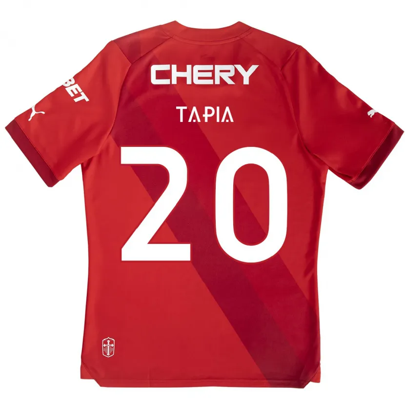 Danxen Kinderen Gonzalo Tapia #20 Rood Wit Uitshirt Uittenue 2024/25 T-Shirt