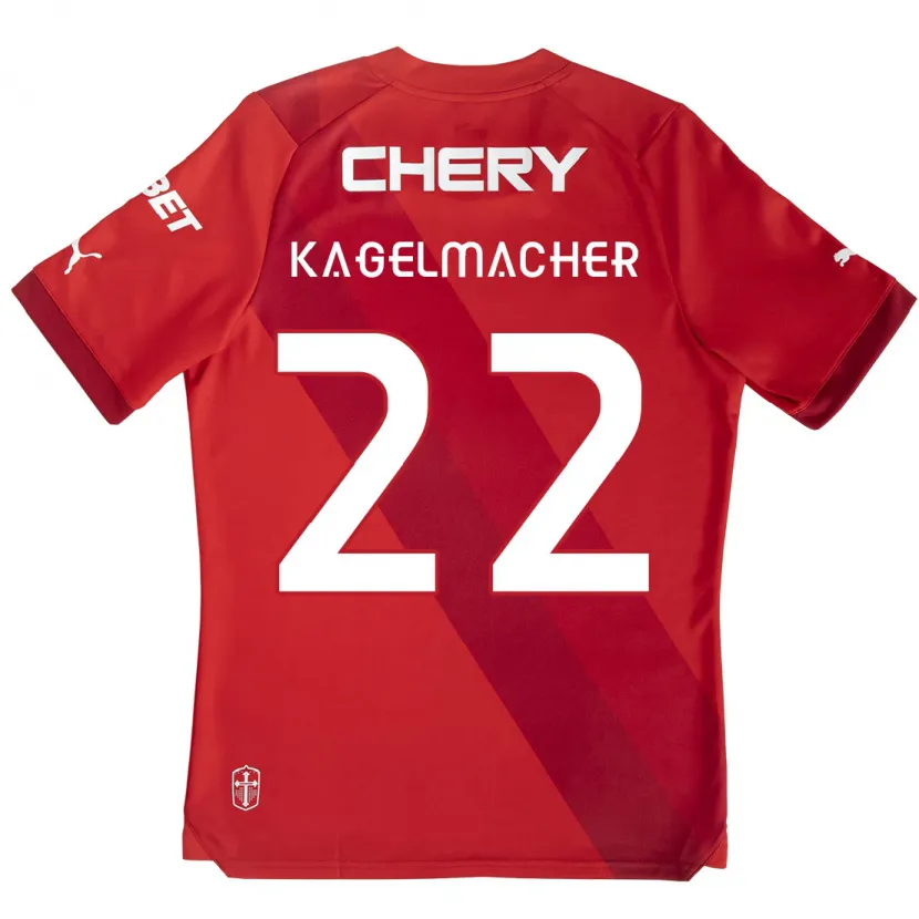 Danxen Kinderen Gary Kagelmacher #22 Rood Wit Uitshirt Uittenue 2024/25 T-Shirt