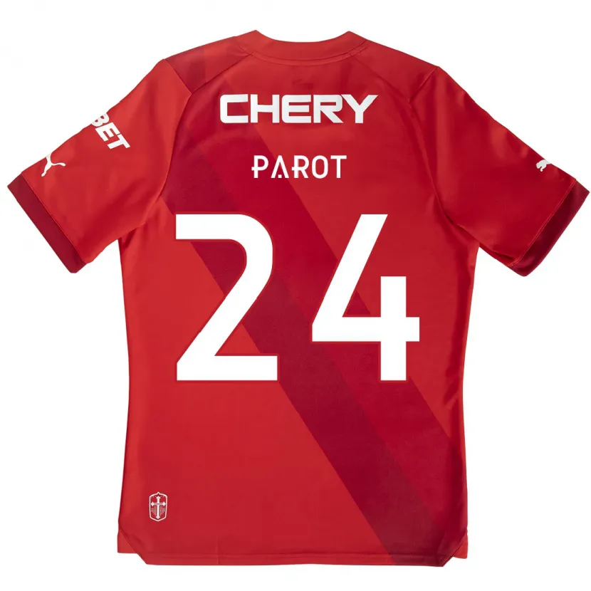 Danxen Kinderen Alfonso Parot #24 Rood Wit Uitshirt Uittenue 2024/25 T-Shirt