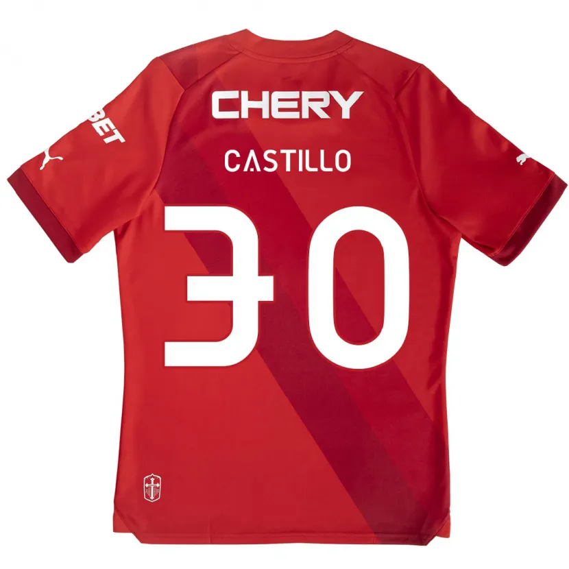 Danxen Kinderen Nicolás Castillo #30 Rood Wit Uitshirt Uittenue 2024/25 T-Shirt