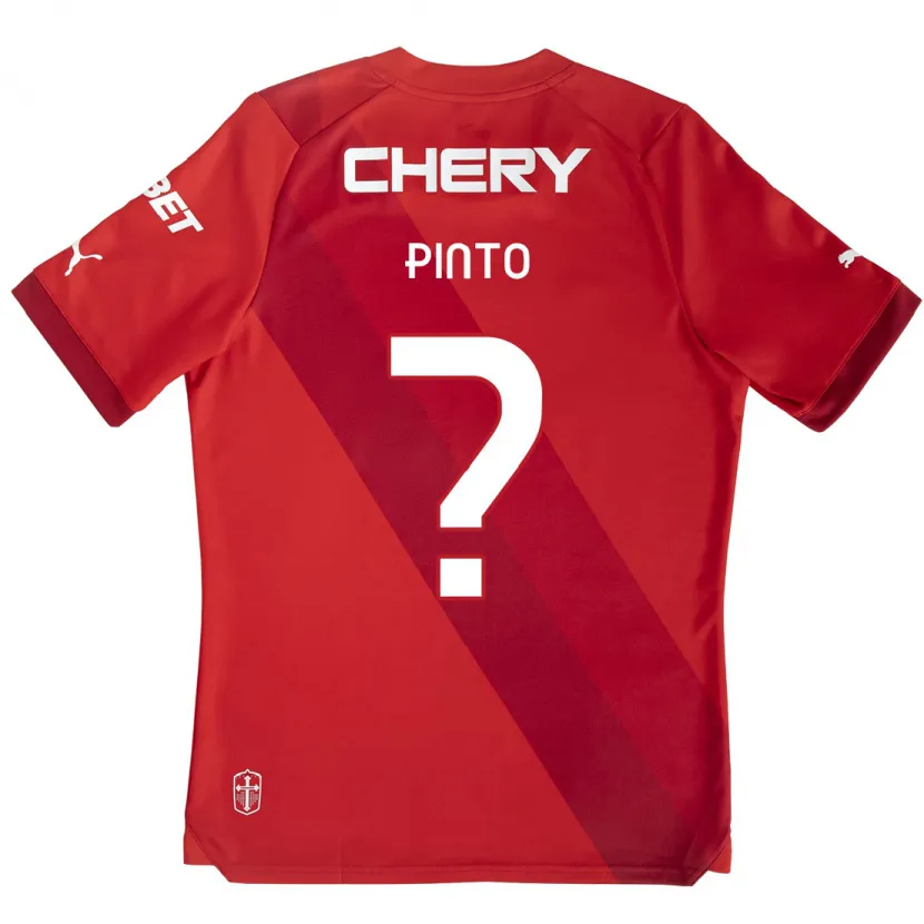 Danxen Kinderen Pablo Pinto #0 Rood Wit Uitshirt Uittenue 2024/25 T-Shirt