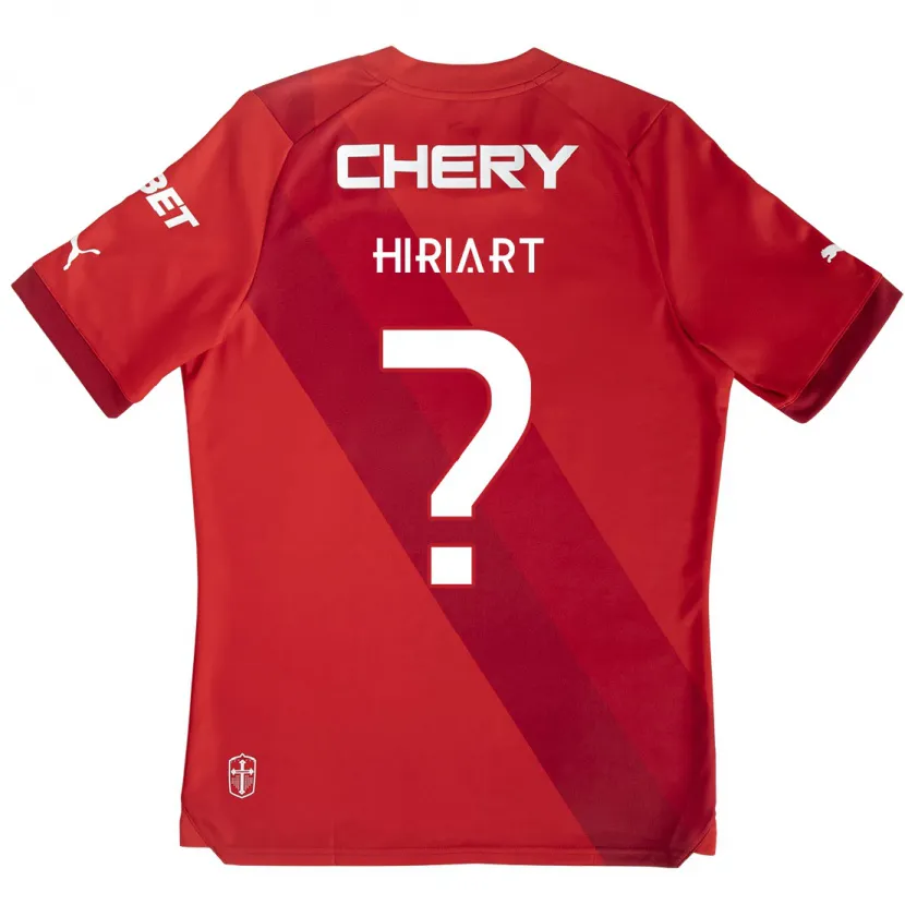 Danxen Kinderen Martín Hiriart #0 Rood Wit Uitshirt Uittenue 2024/25 T-Shirt