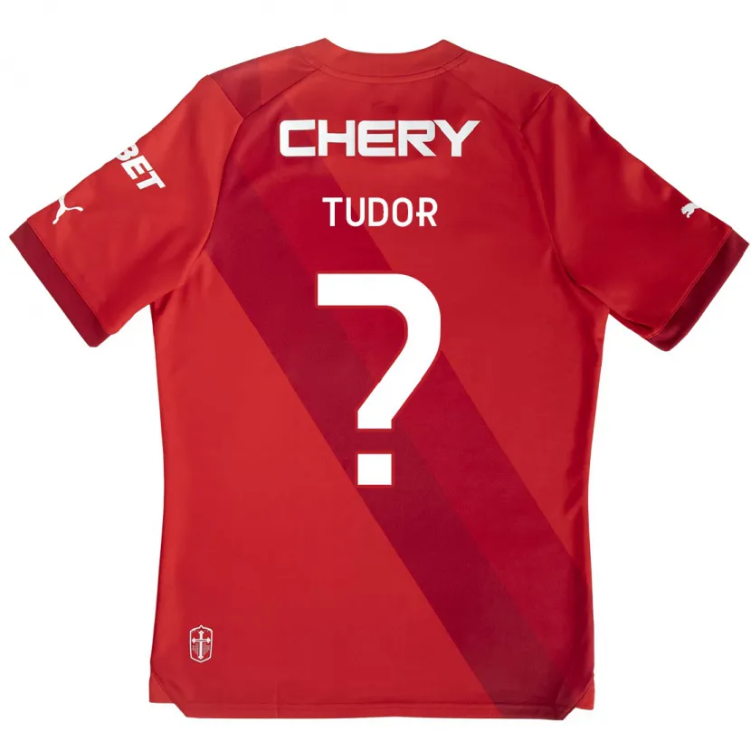 Danxen Kinderen Milan Tudor #0 Rood Wit Uitshirt Uittenue 2024/25 T-Shirt