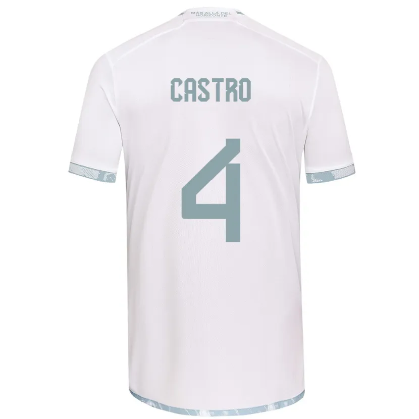 Danxen Kinderen José Ignacio Castro #4 Wit Grijs Uitshirt Uittenue 2024/25 T-Shirt