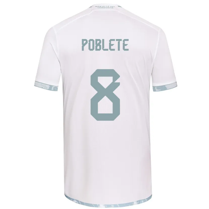 Danxen Kinderen Israel Poblete #8 Wit Grijs Uitshirt Uittenue 2024/25 T-Shirt