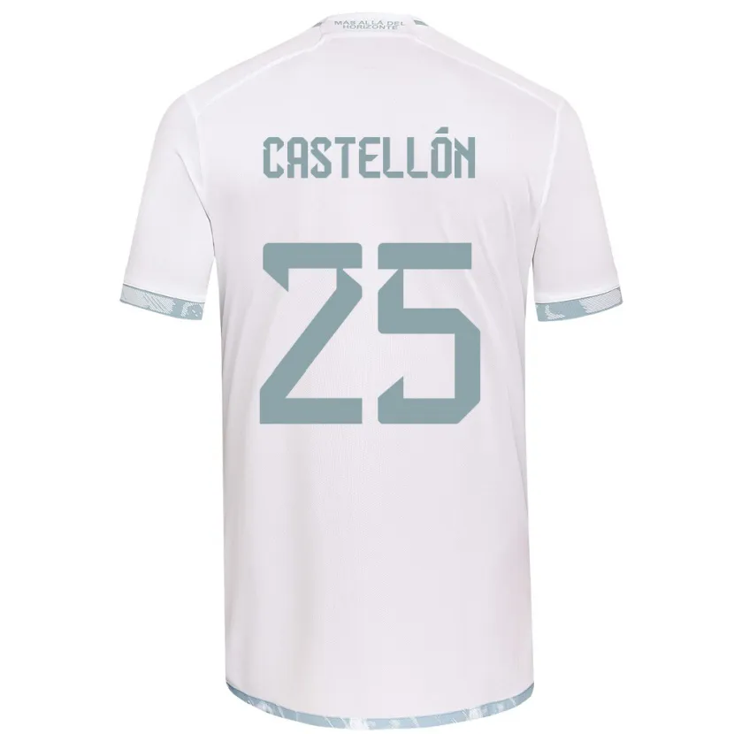 Danxen Kinderen Gabriel Castellón #25 Wit Grijs Uitshirt Uittenue 2024/25 T-Shirt