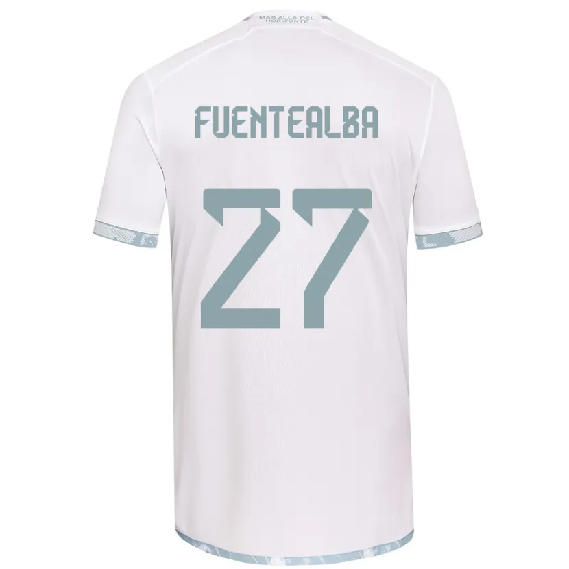 Danxen Kinderen Jeison Fuentealba #27 Wit Grijs Uitshirt Uittenue 2024/25 T-Shirt