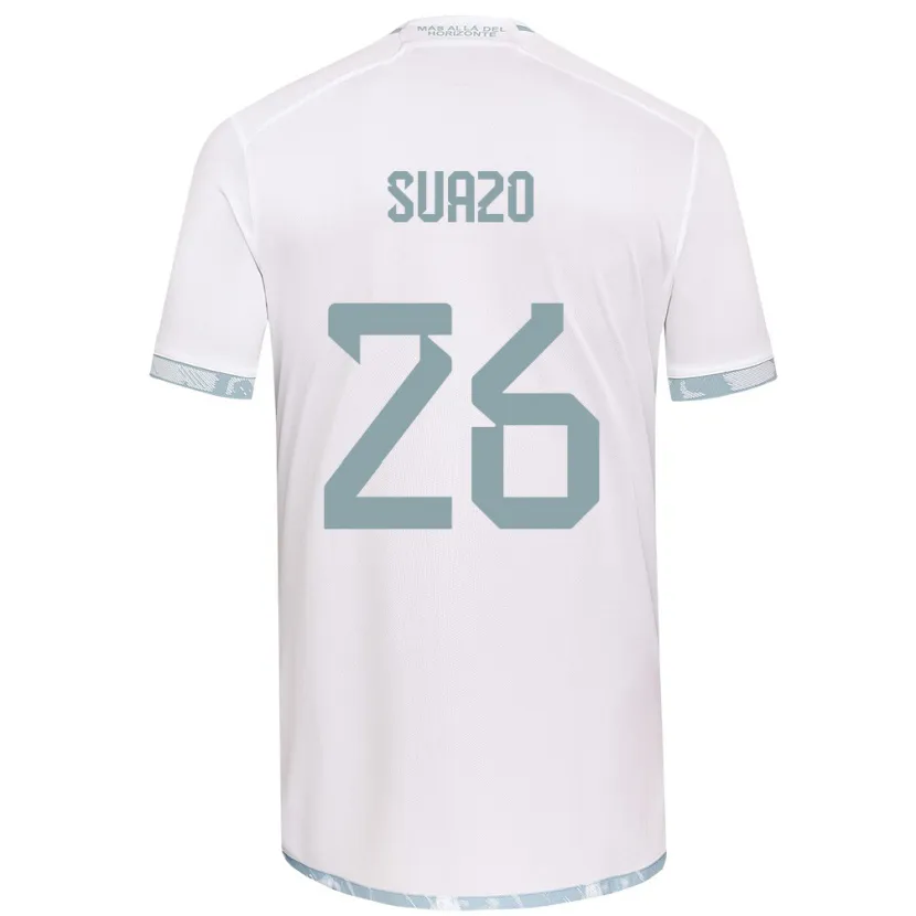 Danxen Kinderen Gretzel Suazo #26 Wit Grijs Uitshirt Uittenue 2024/25 T-Shirt