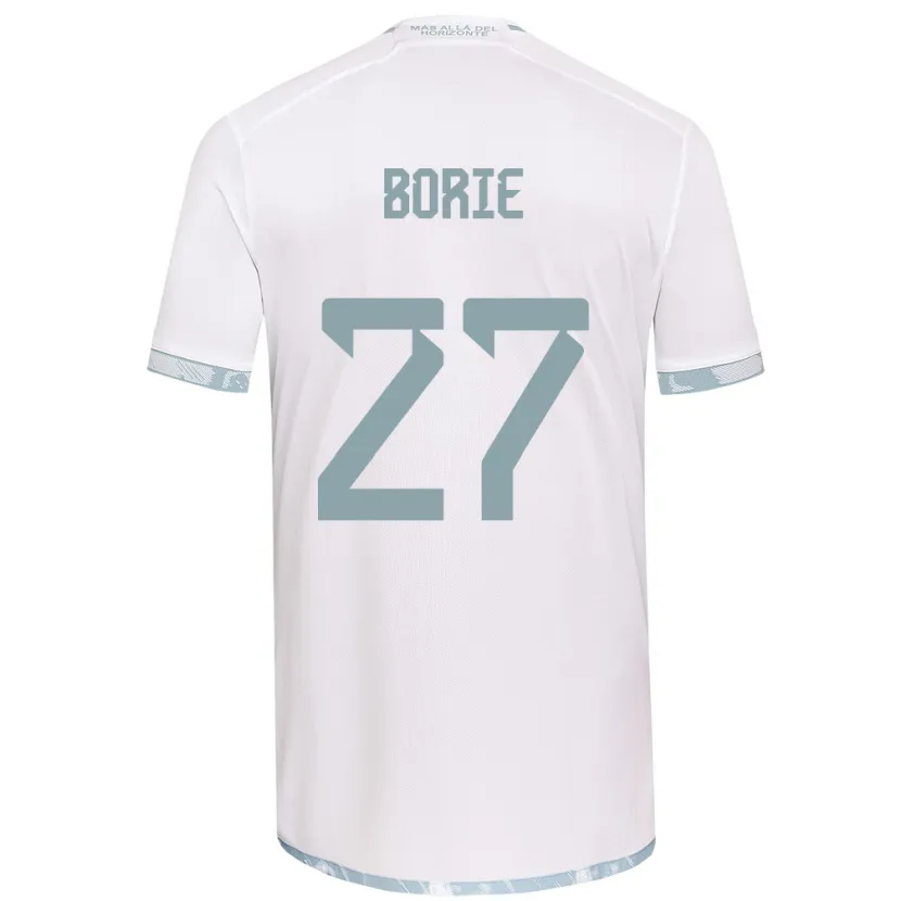 Danxen Kinderen Emilie Borie #27 Wit Grijs Uitshirt Uittenue 2024/25 T-Shirt