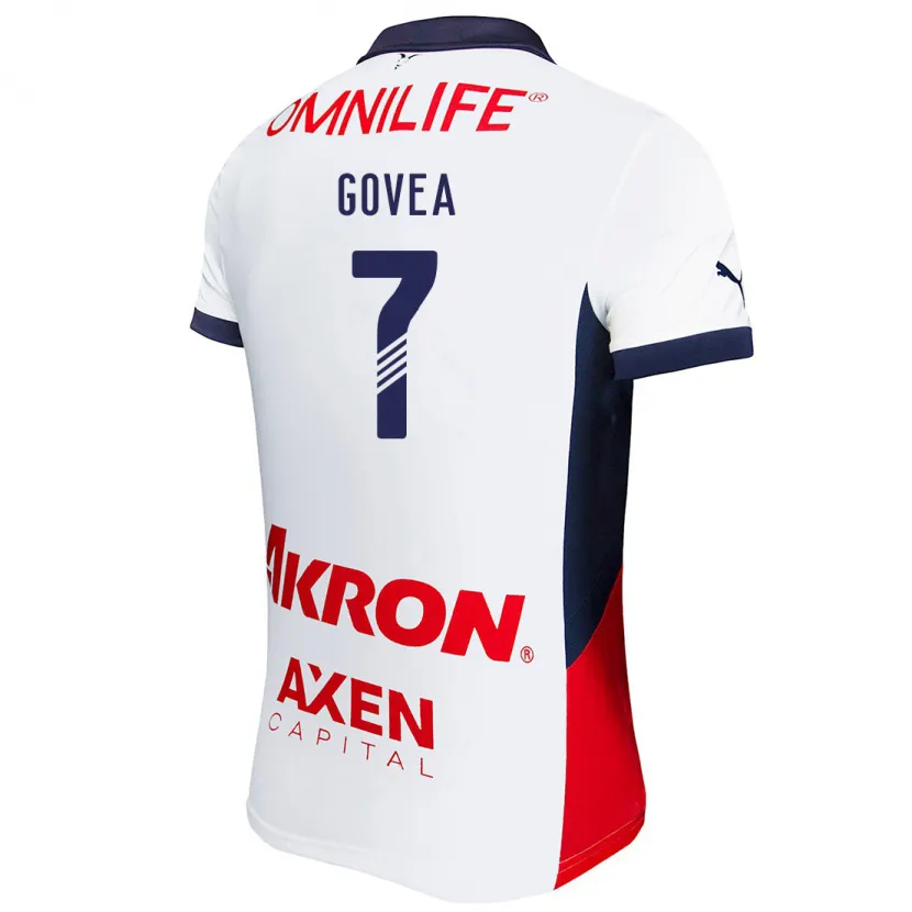 Danxen Kinderen Omar Govea #7 Wit Rood Blauw Uitshirt Uittenue 2024/25 T-Shirt