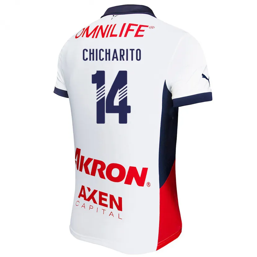 Danxen Kinderen Chicharito #14 Wit Rood Blauw Uitshirt Uittenue 2024/25 T-Shirt