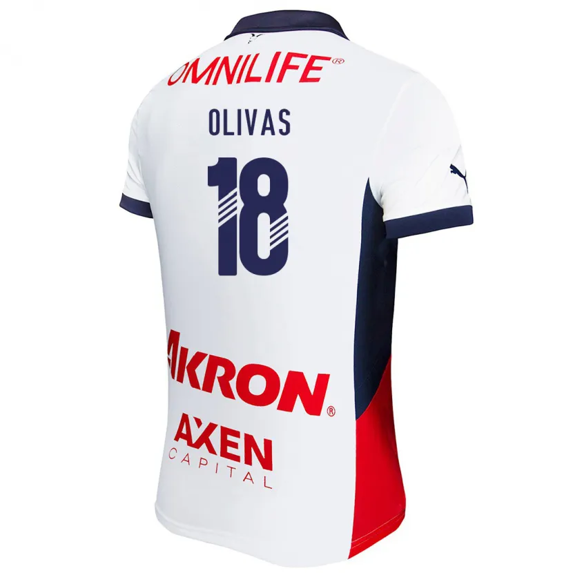 Danxen Kinderen Luis Olivas #18 Wit Rood Blauw Uitshirt Uittenue 2024/25 T-Shirt