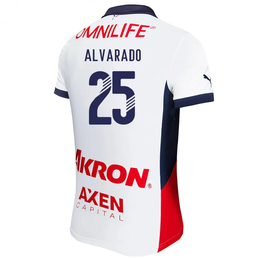 Danxen Kinderen Roberto Alvarado #25 Wit Rood Blauw Uitshirt Uittenue 2024/25 T-Shirt