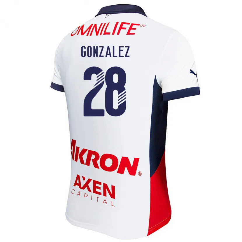 Danxen Kinderen Fernando González #28 Wit Rood Blauw Uitshirt Uittenue 2024/25 T-Shirt