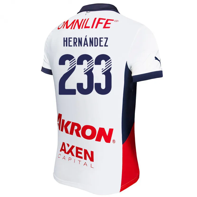 Danxen Kinderen Zinedine Hernández #233 Wit Rood Blauw Uitshirt Uittenue 2024/25 T-Shirt