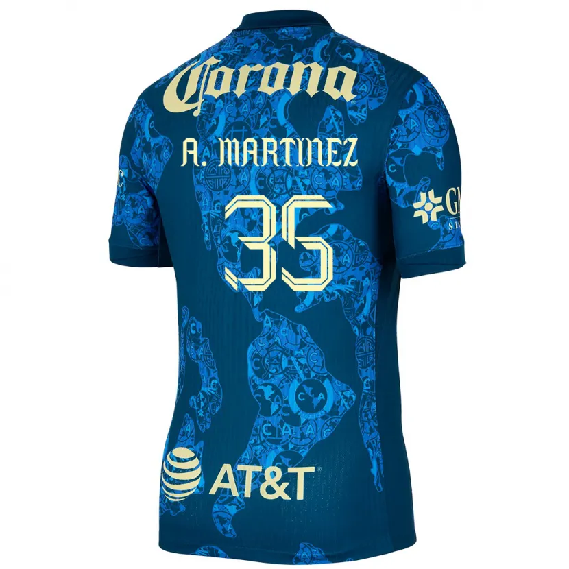 Danxen Kinderen Arturo Martínez #35 Blauw Geel Uitshirt Uittenue 2024/25 T-Shirt