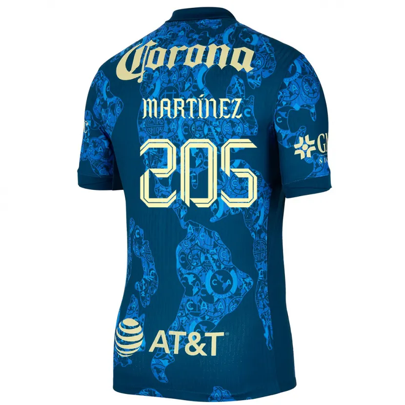 Danxen Kinderen Sebastián Martínez #205 Blauw Geel Uitshirt Uittenue 2024/25 T-Shirt