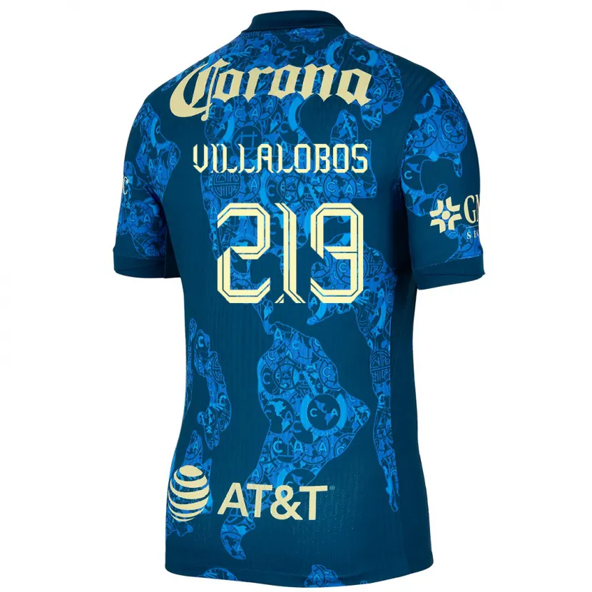 Danxen Kinderen Patricio Villalobos #219 Blauw Geel Uitshirt Uittenue 2024/25 T-Shirt