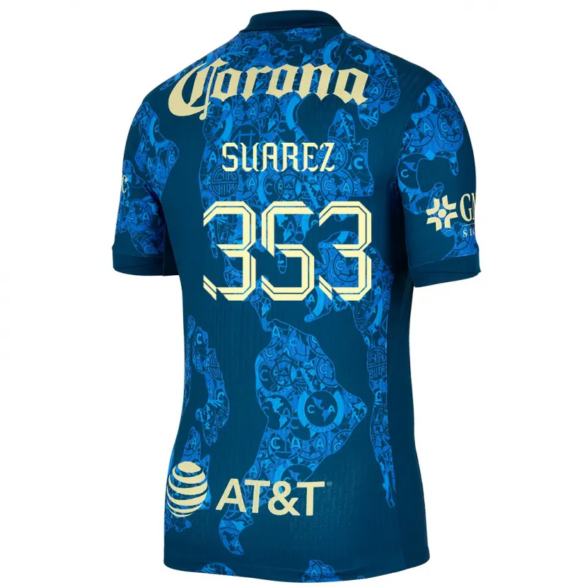 Danxen Kinderen Irwin Suarez #353 Blauw Geel Uitshirt Uittenue 2024/25 T-Shirt