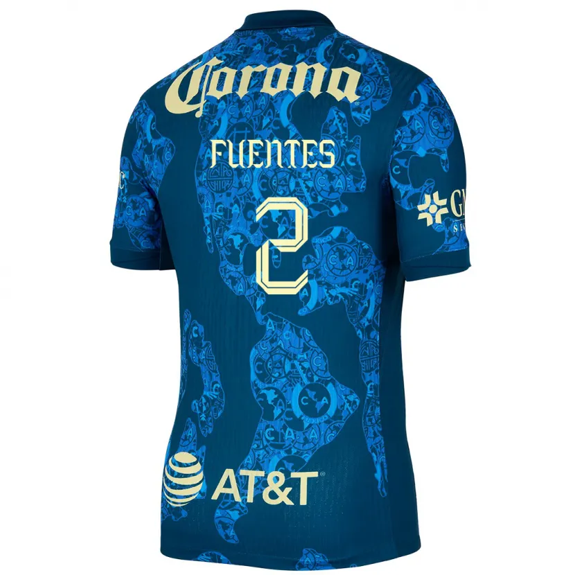 Danxen Kinderen Luis Fuentes #2 Blauw Geel Uitshirt Uittenue 2024/25 T-Shirt