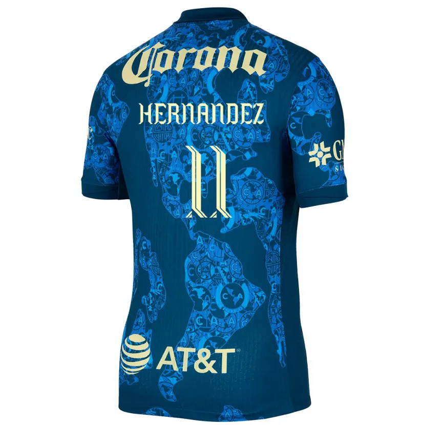 Danxen Kinderen Montserrat Hernandez #11 Blauw Geel Uitshirt Uittenue 2024/25 T-Shirt