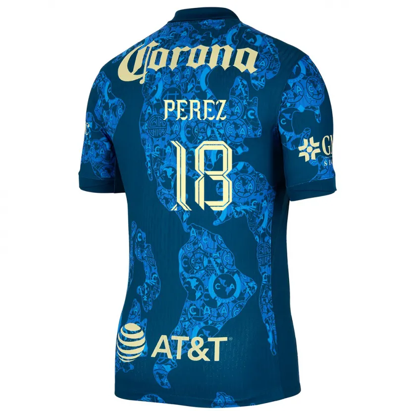 Danxen Kinderen Amanda Perez #18 Blauw Geel Uitshirt Uittenue 2024/25 T-Shirt