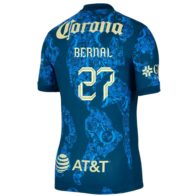 Danxen Kinderen Mayra Pelayo Bernal #27 Blauw Geel Uitshirt Uittenue 2024/25 T-Shirt