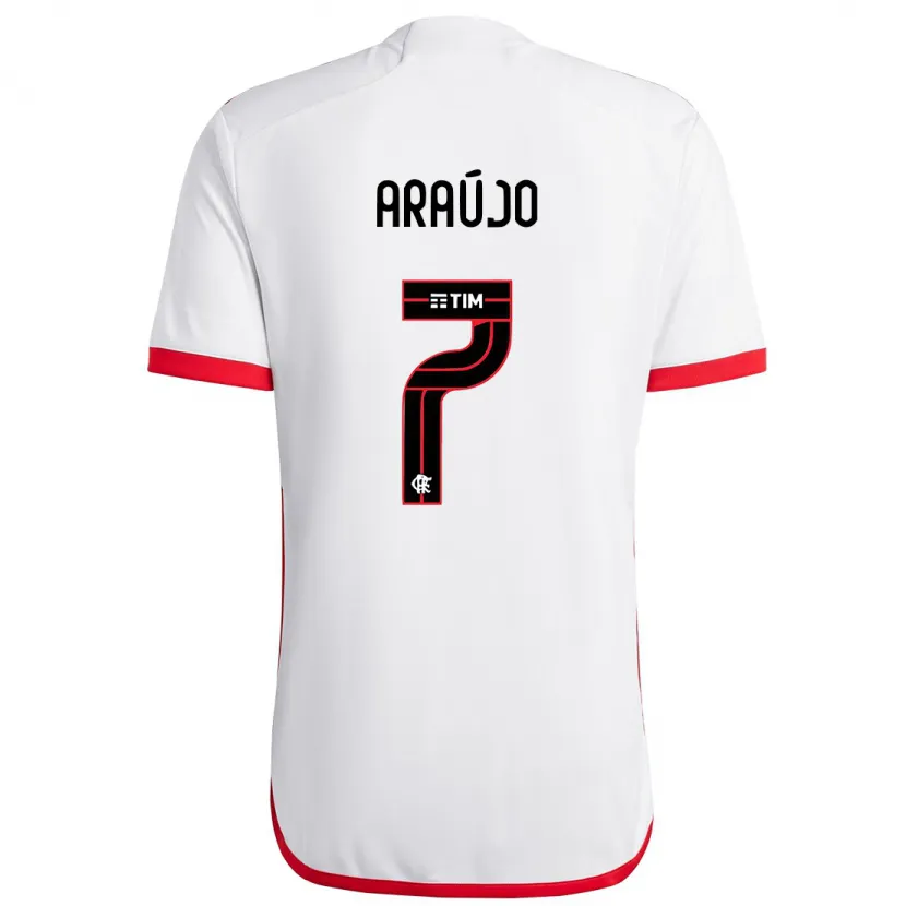 Danxen Kinderen Luiz Araújo #7 Wit Rood Uitshirt Uittenue 2024/25 T-Shirt