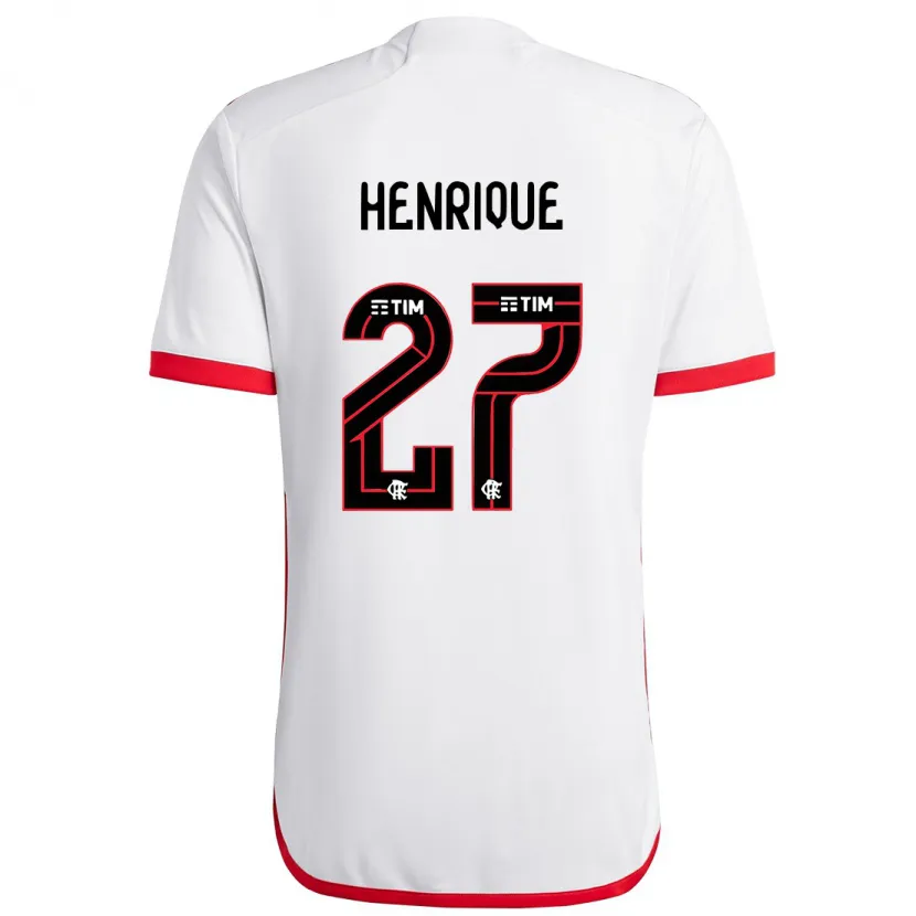 Danxen Kinderen Bruno Henrique #27 Wit Rood Uitshirt Uittenue 2024/25 T-Shirt