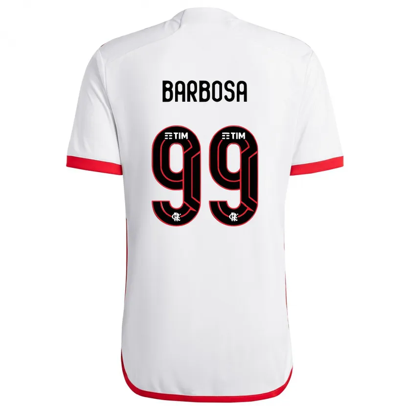 Danxen Kinderen Gabriel Barbosa #99 Wit Rood Uitshirt Uittenue 2024/25 T-Shirt