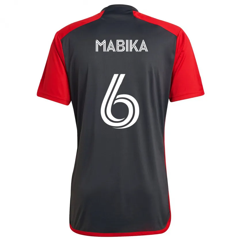 Danxen Heren Aimé Mabika #6 Grijs Rood Thuisshirt Thuistenue 2024/25 T-Shirt