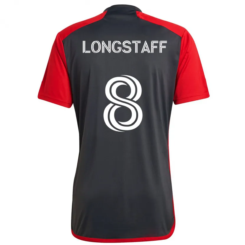 Danxen Heren Matty Longstaff #8 Grijs Rood Thuisshirt Thuistenue 2024/25 T-Shirt