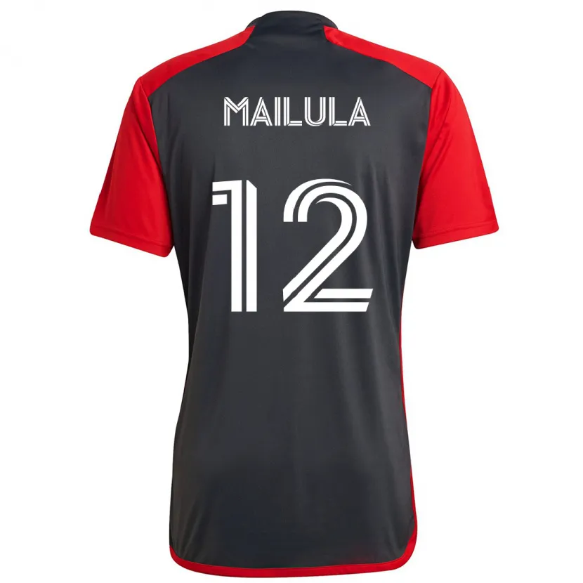 Danxen Heren Cassius Mailula #12 Grijs Rood Thuisshirt Thuistenue 2024/25 T-Shirt