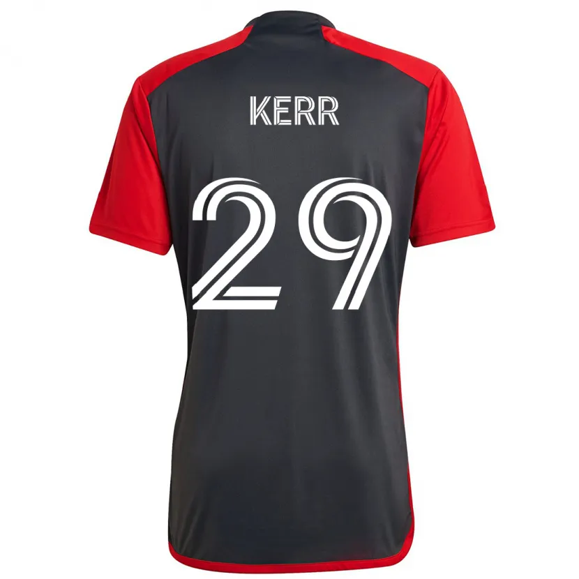 Danxen Heren Deandre Kerr #29 Grijs Rood Thuisshirt Thuistenue 2024/25 T-Shirt