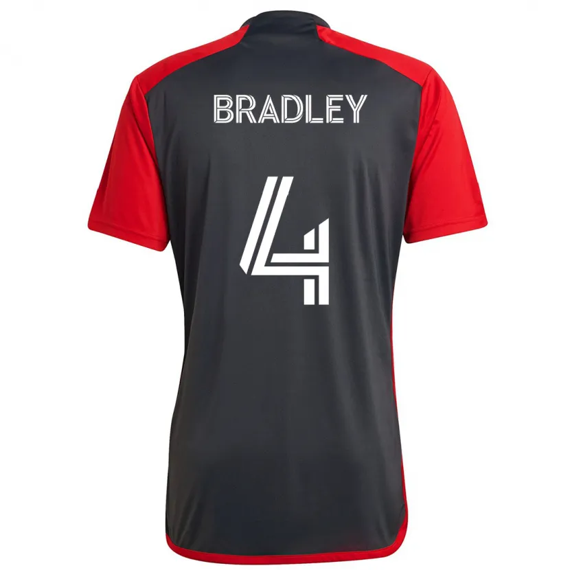 Danxen Heren Michael Bradley #4 Grijs Rood Thuisshirt Thuistenue 2024/25 T-Shirt