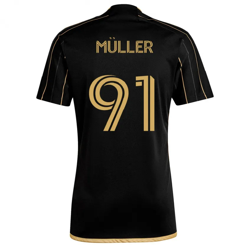 Danxen Heren Luis Müller #91 Zwart Goud Thuisshirt Thuistenue 2024/25 T-Shirt