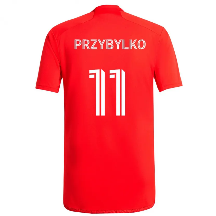 Danxen Heren Kacper Przybylko #11 Rood Wit Thuisshirt Thuistenue 2024/25 T-Shirt