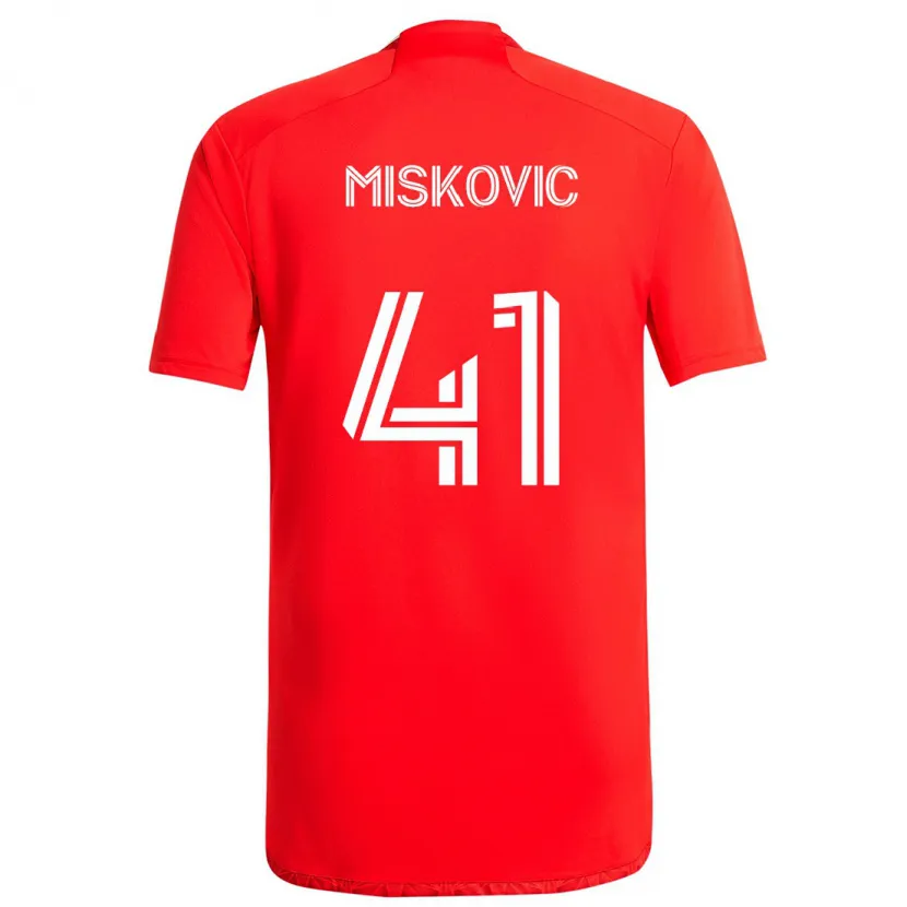 Danxen Heren Mihajlo Miskovic #41 Rood Wit Thuisshirt Thuistenue 2024/25 T-Shirt